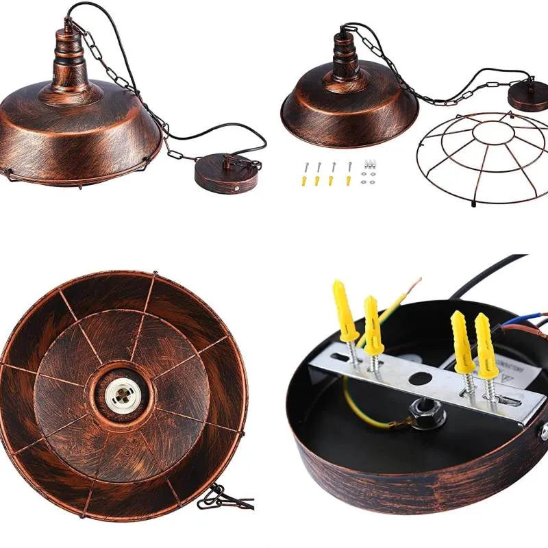 Pendant Light | Industrial Metal & Warm LED Bulb Included