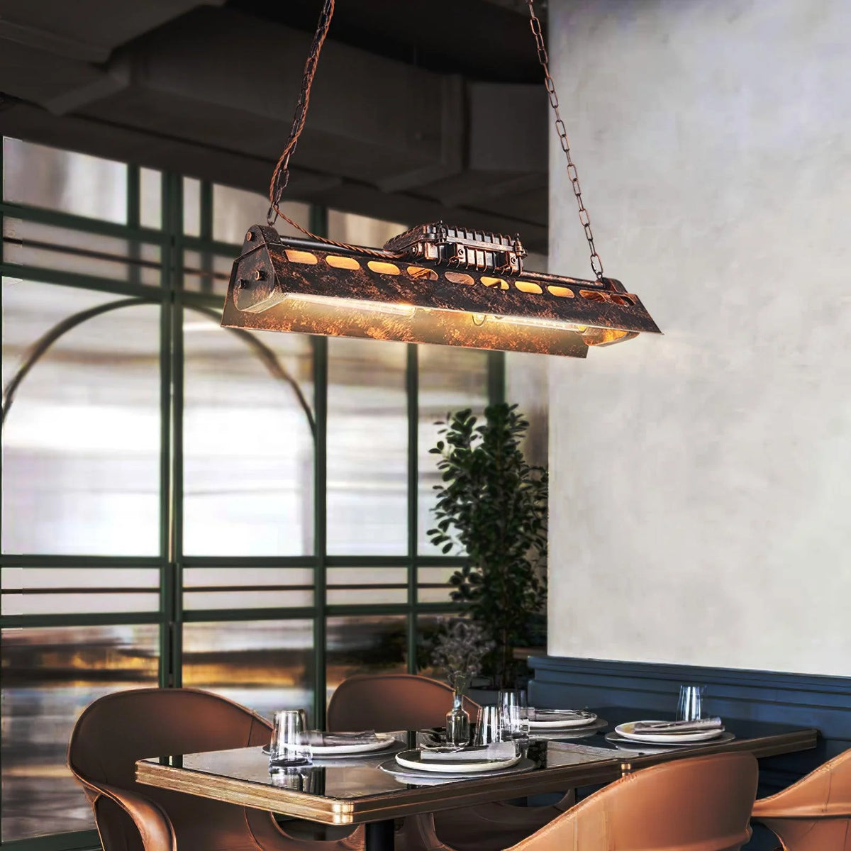 Pendant Light | Industrial Steampunk Bronze Finish & Adjustable Chain