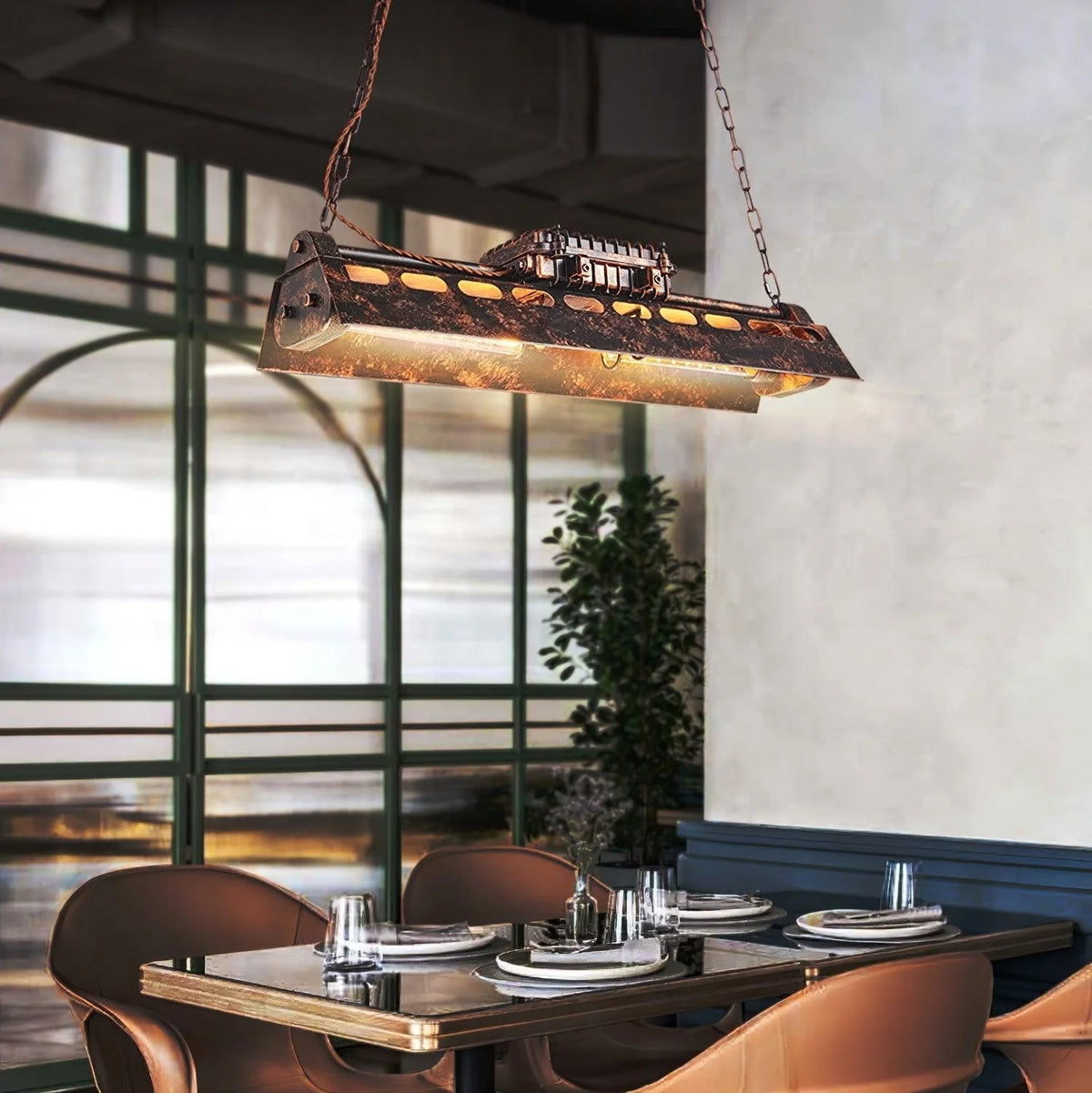 Pendant Light | Industrial Steampunk Bronze Finish & Adjustable Chain