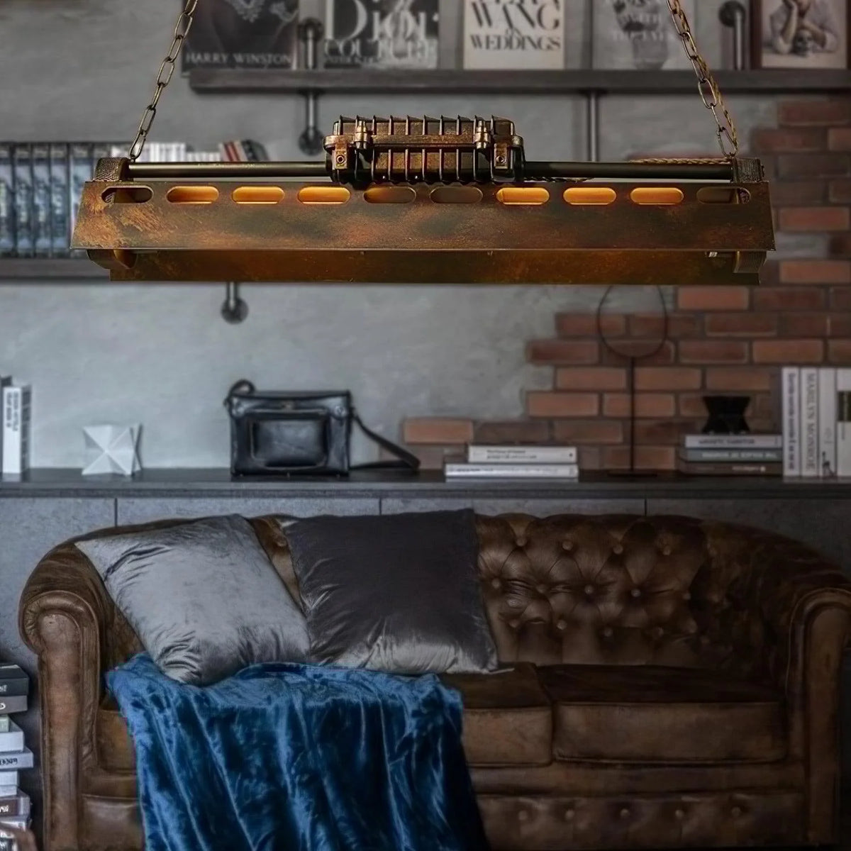 Pendant Light | Industrial Steampunk Bronze Finish & Adjustable Chain