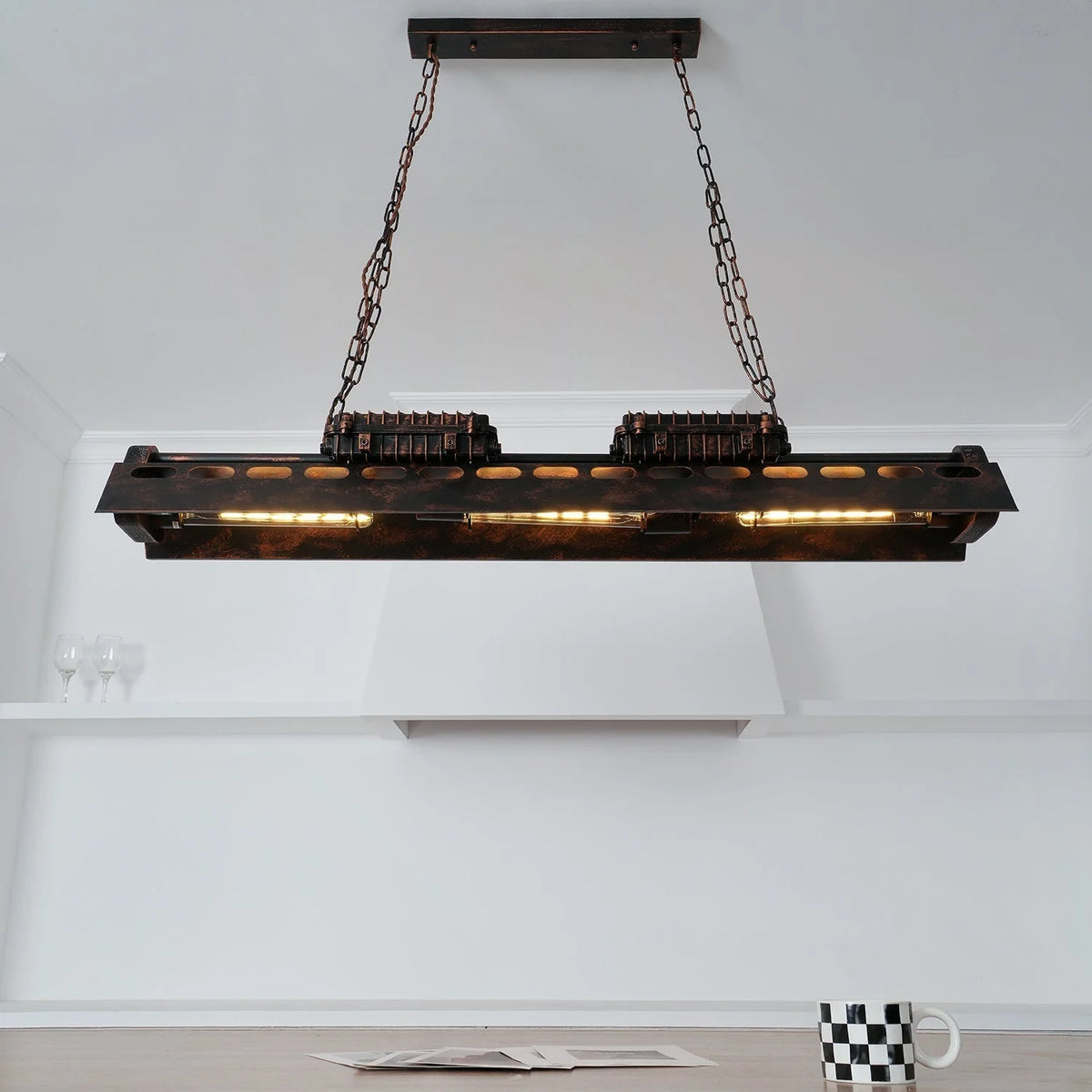 Pendant Light | Industrial Steampunk Bronze Finish & Adjustable Chain