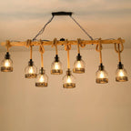 Pendant Light | Industrial Sustainable Hemp Rope & Metal Frame | 3/5/8 Bulb Options