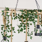 Pendant Light | Industrial Sustainable Hemp Rope & Metal Frame | 3/5/8 Bulb Options