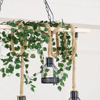 Pendant Light | Industrial Sustainable Hemp Rope & Metal Frame | 3/5/8 Bulb Options