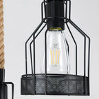 Pendant Light | Industrial Sustainable Hemp Rope & Metal Frame | 3/5/8 Bulb Options