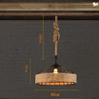 Pendant Light | Iron & Rope Dome Warm LED Included | Adjustable Cord 60–120 cm
