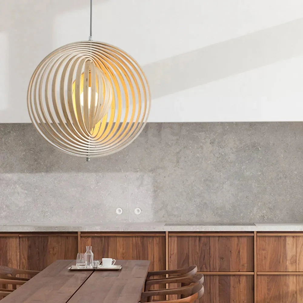 Pendant Light | Japanese-Inspired LED & Wood Shade