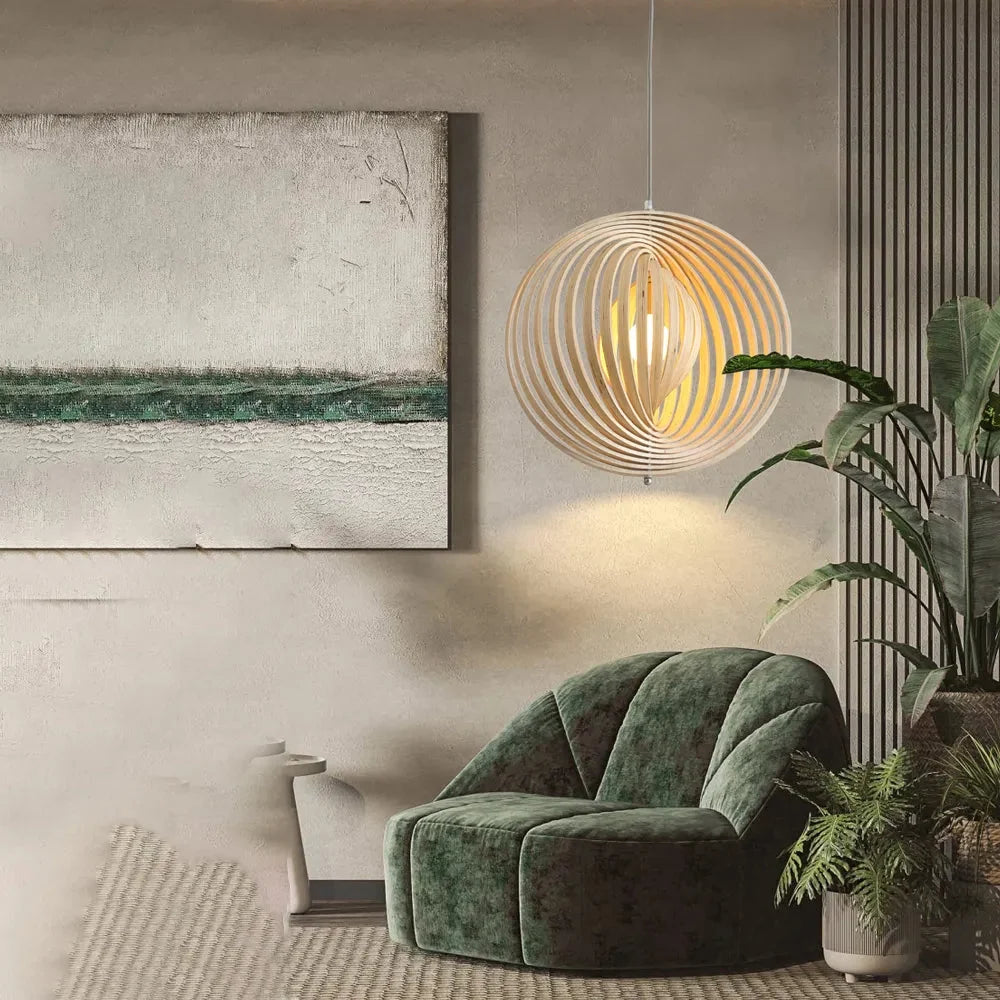 Pendant Light | Japanese-Inspired LED & Wood Shade