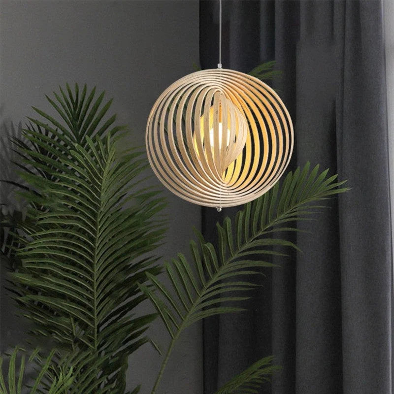 Pendant Light | Japanese-Inspired LED & Wood Shade