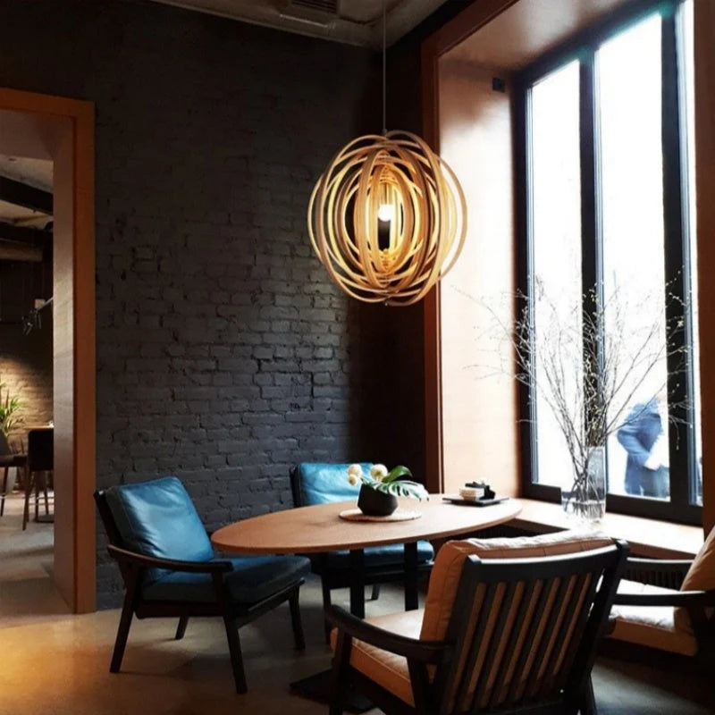 Pendant Light | Japanese-Inspired LED & Wood Shade