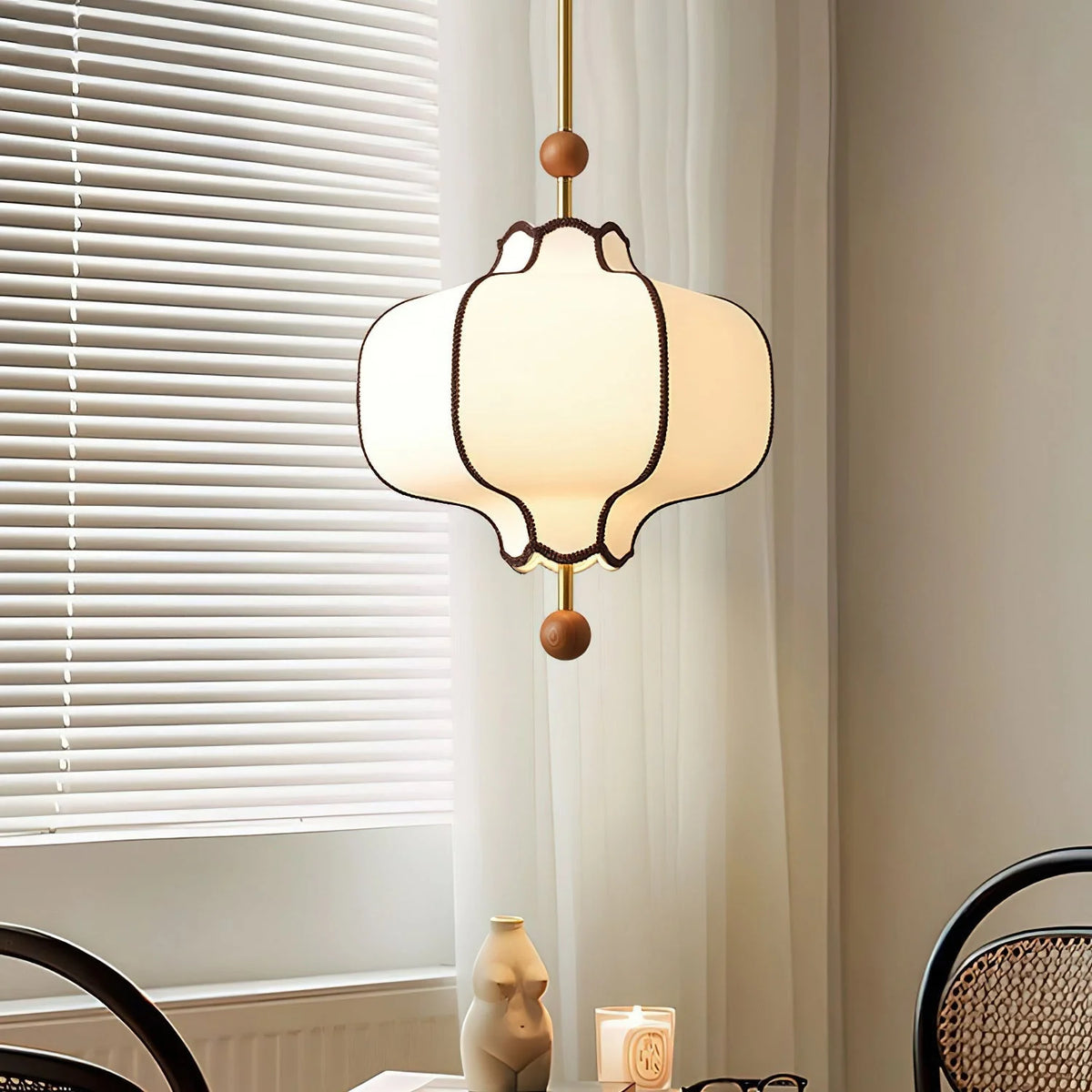 Pendant Light | Lantern Fabric Shade & Warm Ambient Glow
