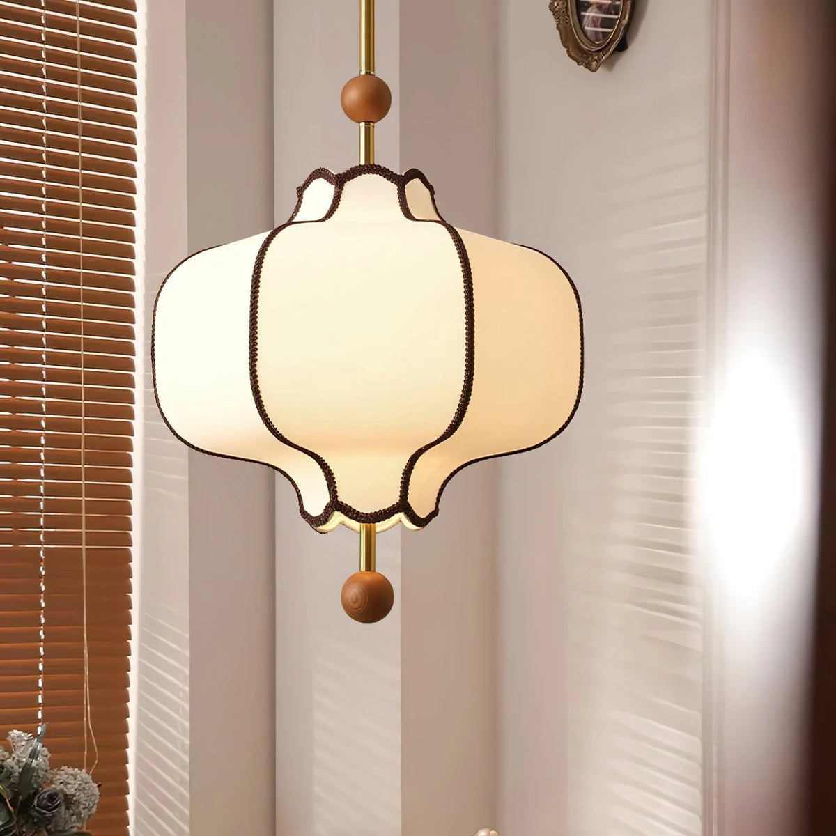 Pendant Light | Lantern Fabric Shade & Warm Ambient Glow