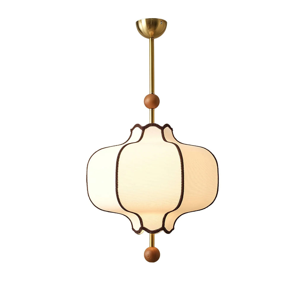 Pendant Light | Lantern-Style Fabric Shade & Metal-Wood Fixture | Dining & Bedroom