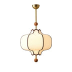 Pendant Light | Lantern-Style Fabric Shade & Metal-Wood Fixture | Dining & Bedroom