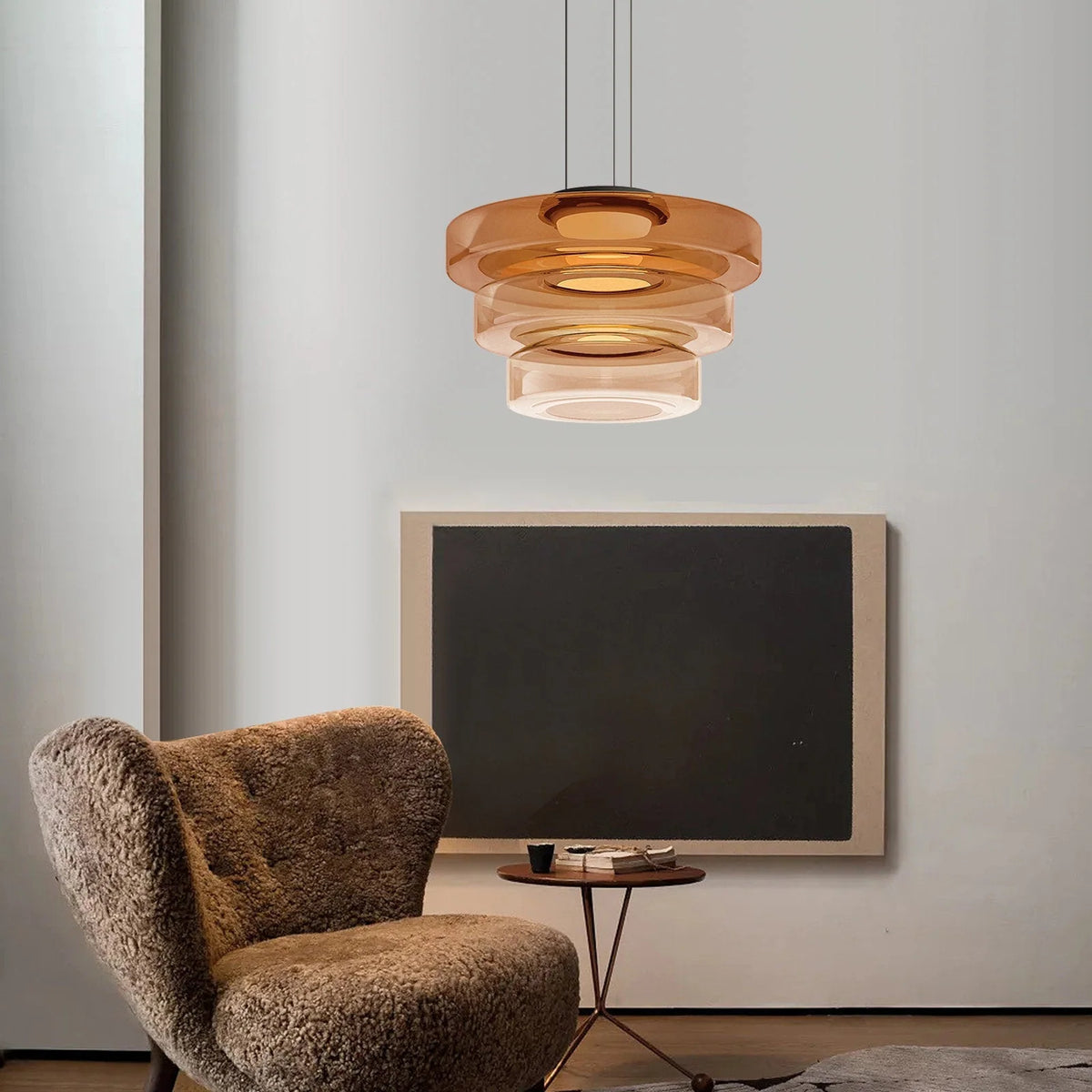 Pendant Light | Layered Glass Shade & Metal Frame