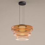 Pendant Light | Layered Multi-Tiered Metal & Glass Warm LED