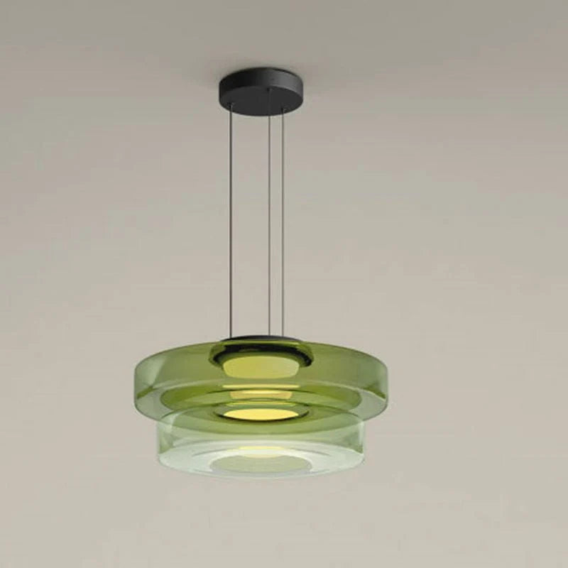 Pendant Light | Layered Multi-Tiered Metal & Glass Warm LED