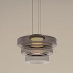 Pendant Light | Layered Multi-Tiered Metal & Glass Warm LED