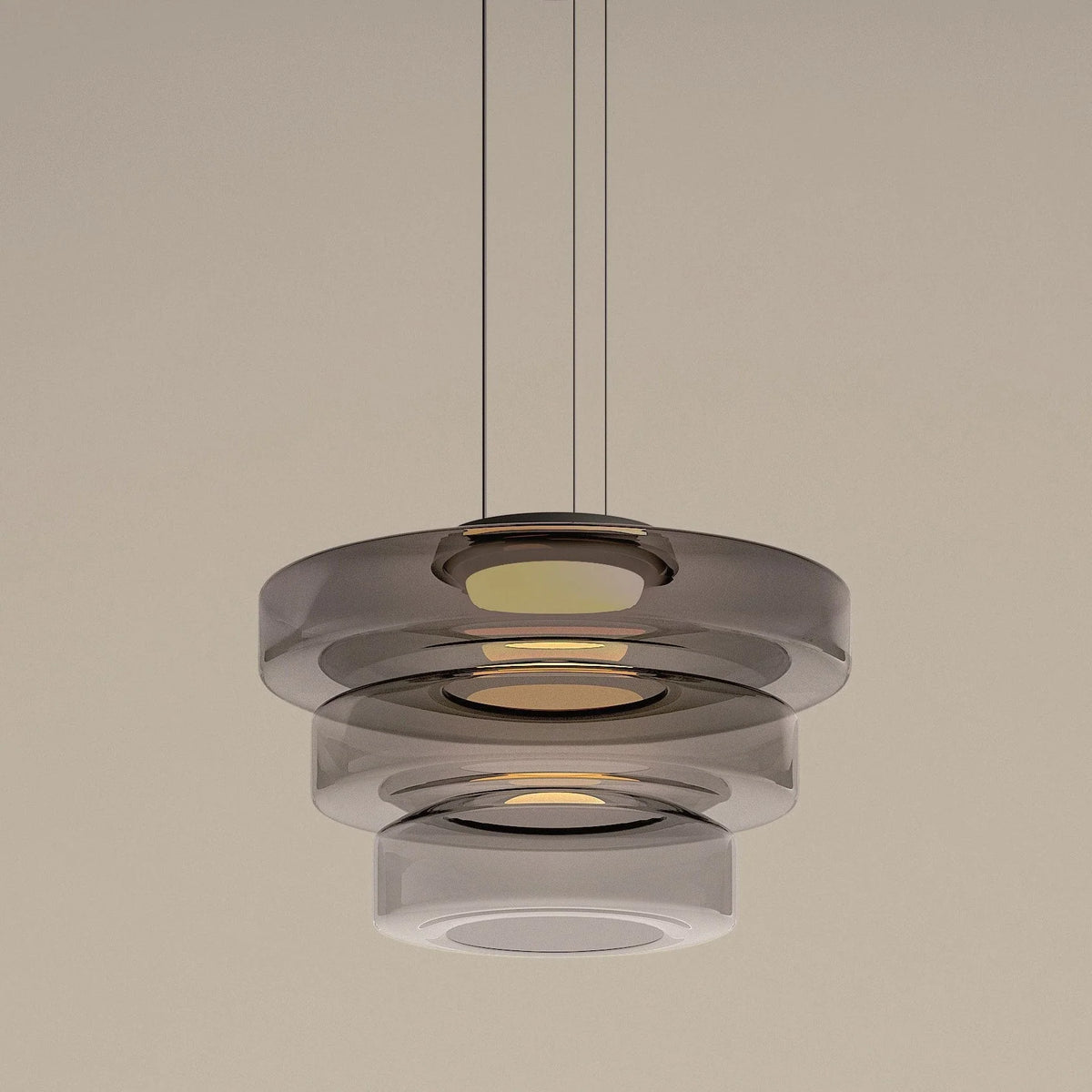 Pendant Light | Layered Multi-Tiered Metal & Glass Warm LED