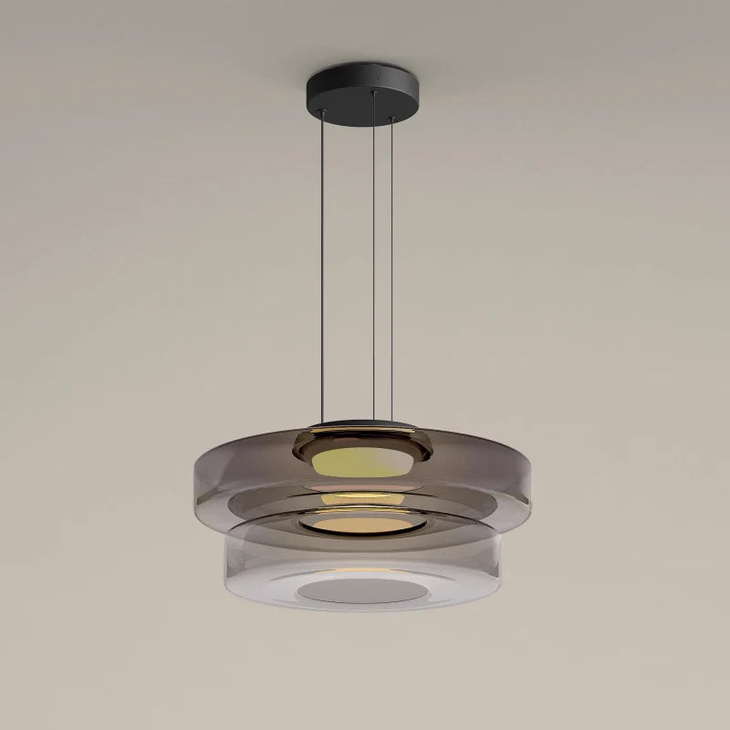 Pendant Light | Layered Multi-Tiered Metal & Glass Warm LED