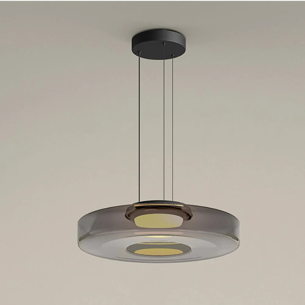 Pendant Light | Layered Multi-Tiered Metal & Glass Warm LED