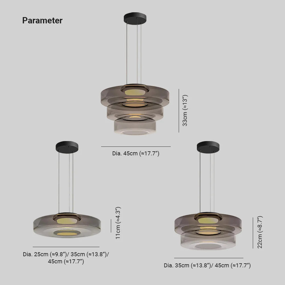 Pendant Light | Layered Multi-Tiered Metal & Glass Warm LED