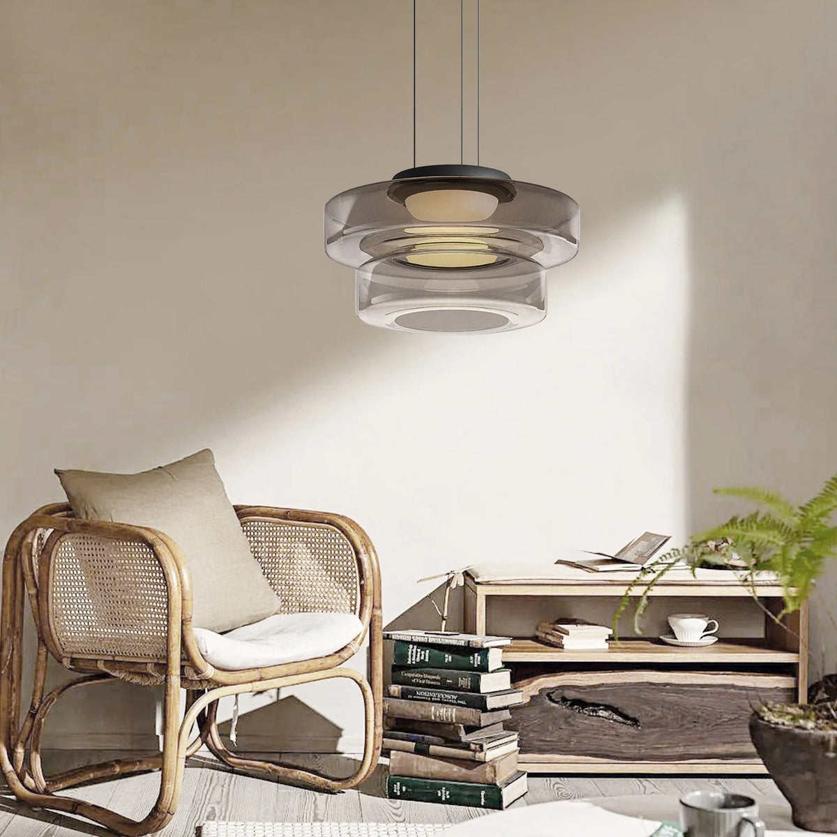 Pendant Light | Layered Multi-Tiered Metal & Glass Warm LED