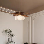 Pendant Light | Layered Wooden Petals & Glass Globe