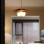 Pendant Light | Layered Wooden Petals & Glass Globe