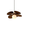 Pendant Light | Layered Wooden Petals & Glass Globe