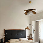 Pendant Light | Layered Wooden Petals & Glass Globe