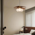 Pendant Light | Layered Wooden Petals & Glass Globe