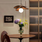 Pendant Light | Layered Wooden Petals & Glass Globe