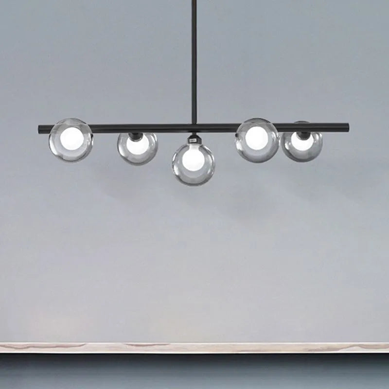 Pendant Light | Linear Bubble Glass & Metal | 5/6-Light
