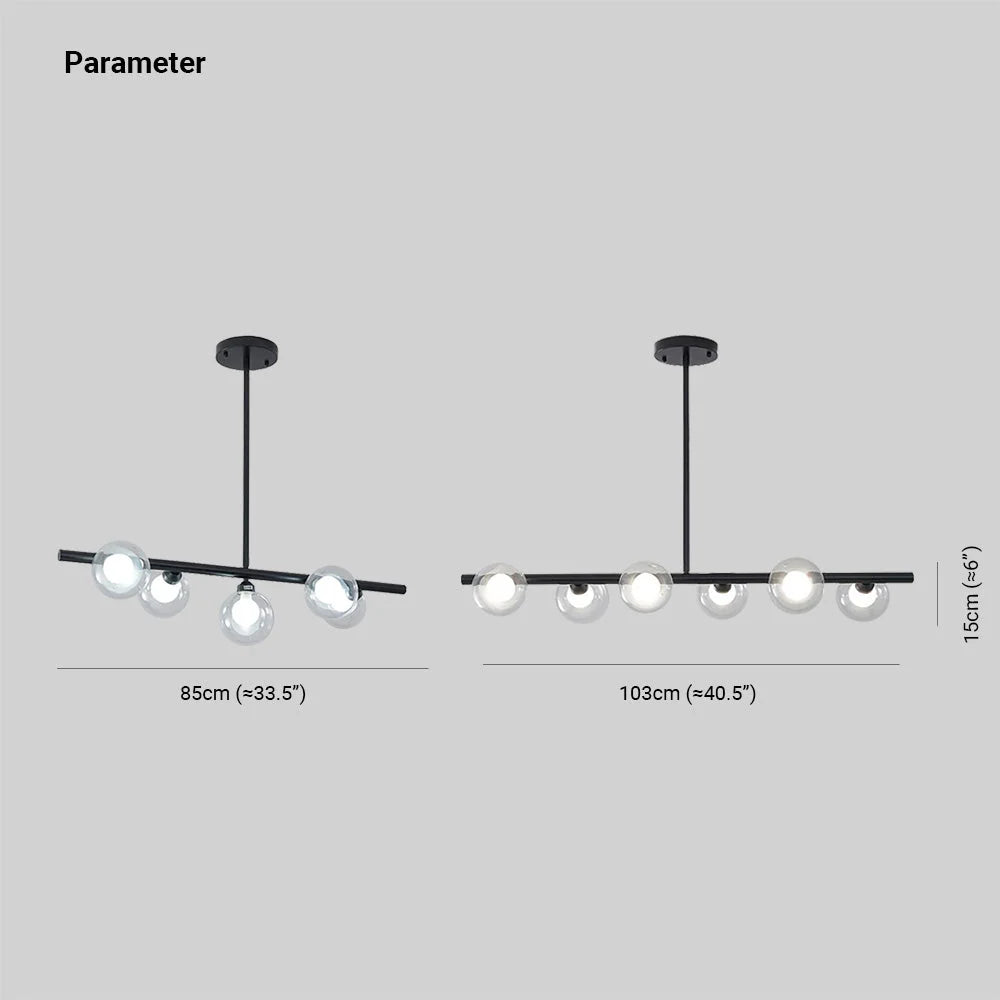 Pendant Light | Linear Bubble Glass & Metal | 5/6-Light