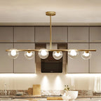 Pendant Light | Linear Bubble Glass & Metal | 5/6-Light
