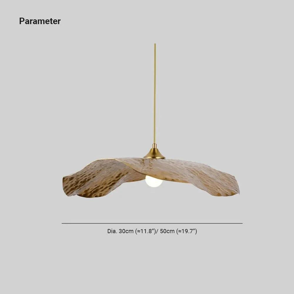Pendant Light | Lotus Leaf Metal Shade & Vintage Gold | E27 LED Bulb Included