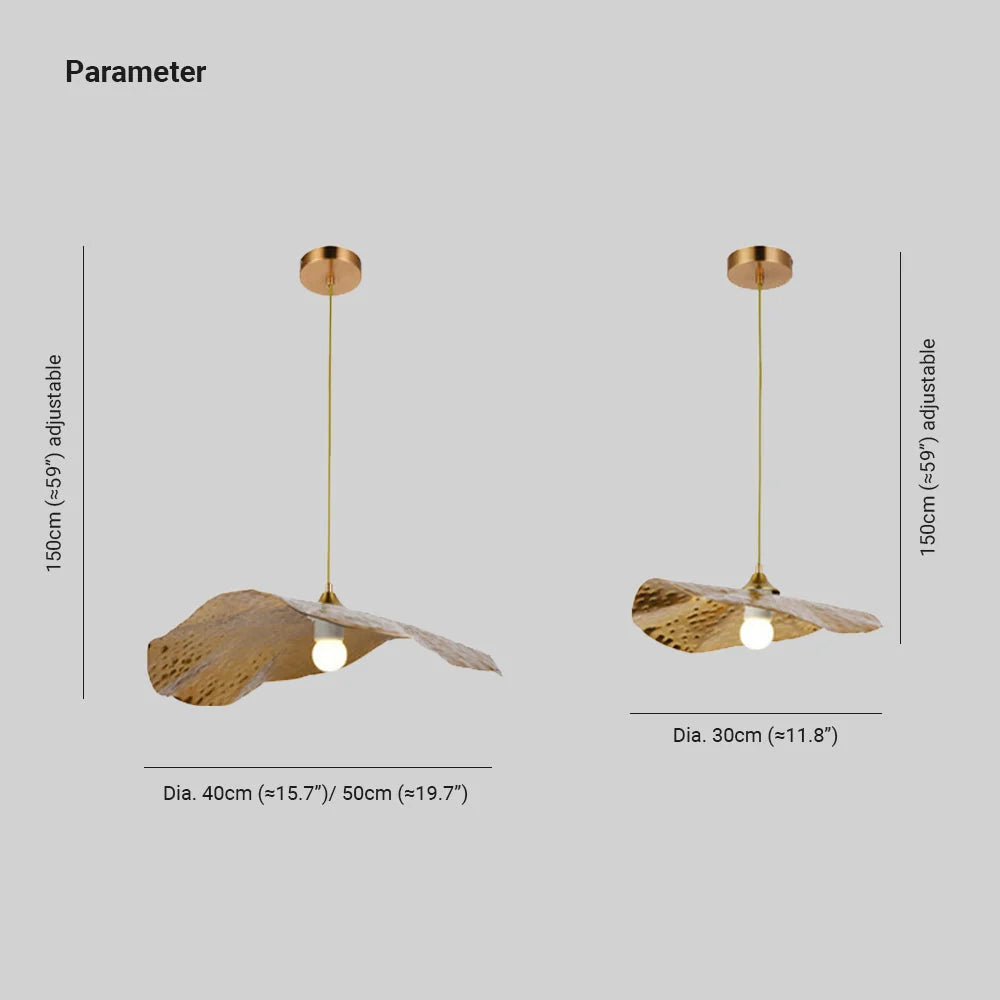 Pendant Light | Lotus Leaf Metal Shade & Vintage Gold | E27 LED Bulb Included