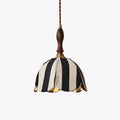 Pendant Light | Marble-Stripe Fabric & Metal | Adjustable Cable