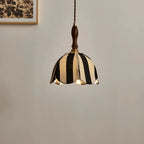 Pendant Light | Marble-Stripe Fabric & Metal | Adjustable Cable