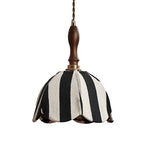 Pendant Light | Marble-Stripe Fabric & Metal | Adjustable Cable