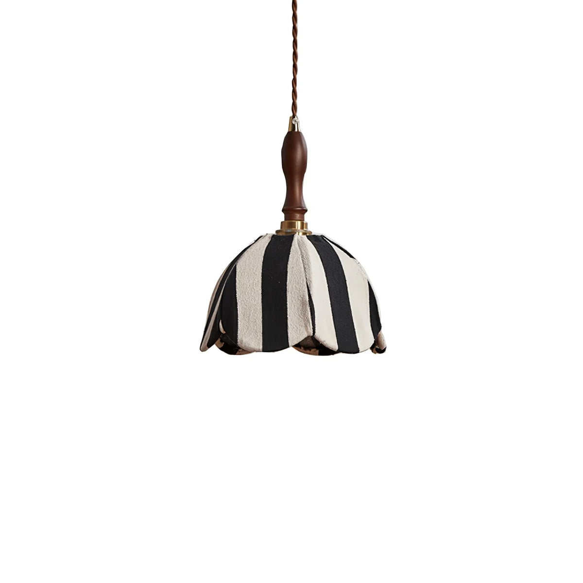 Pendant Light | Marble-Stripe Fabric & Metal | Adjustable Cable