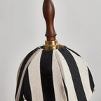 Pendant Light | Marble-Stripe Fabric & Metal | Adjustable Cable