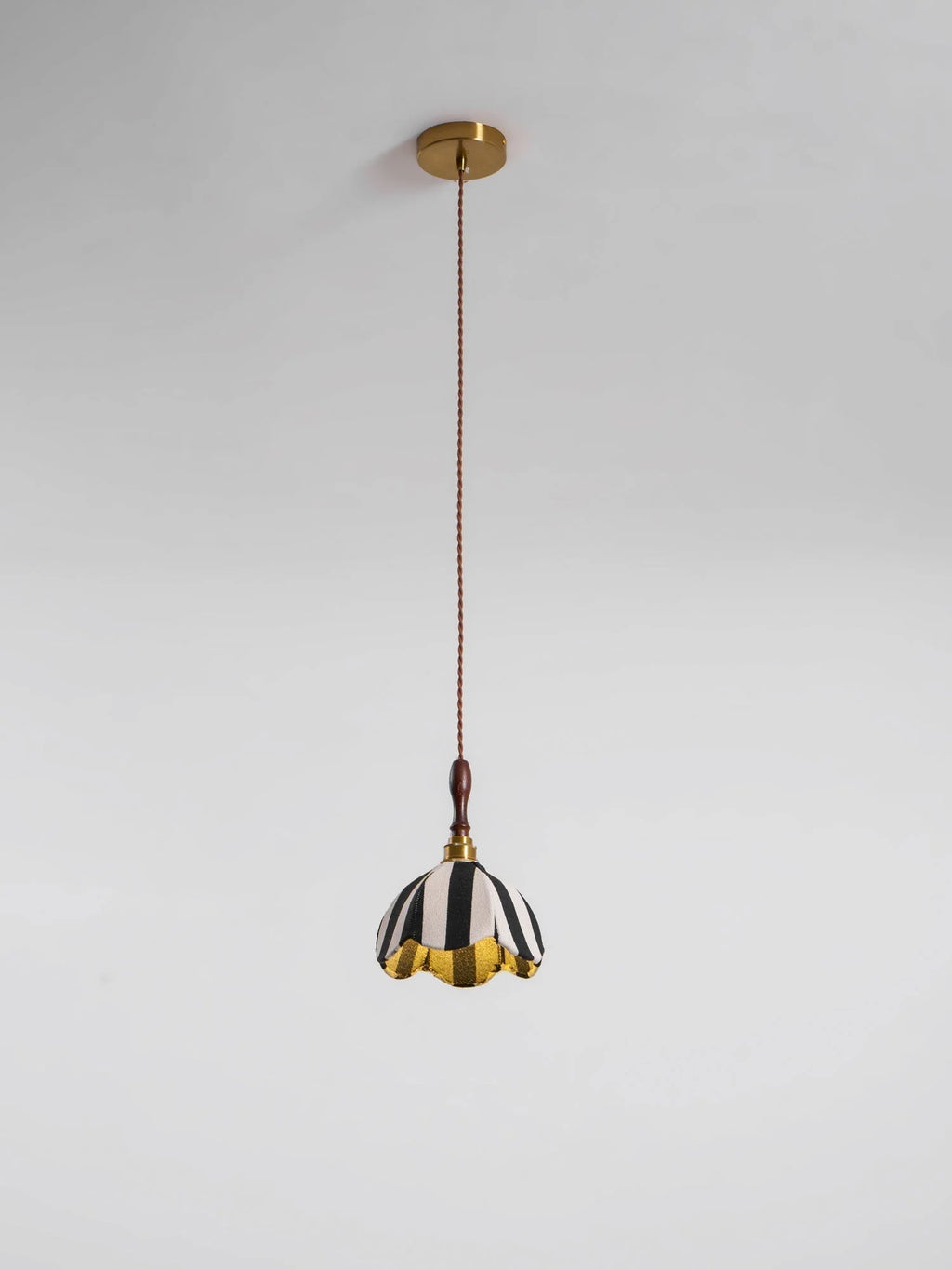 Pendant Light | Marble-Stripe Fabric & Metal | Adjustable Cable