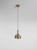 Pendant Light | Marble-Stripe Fabric & Metal | Adjustable Cable