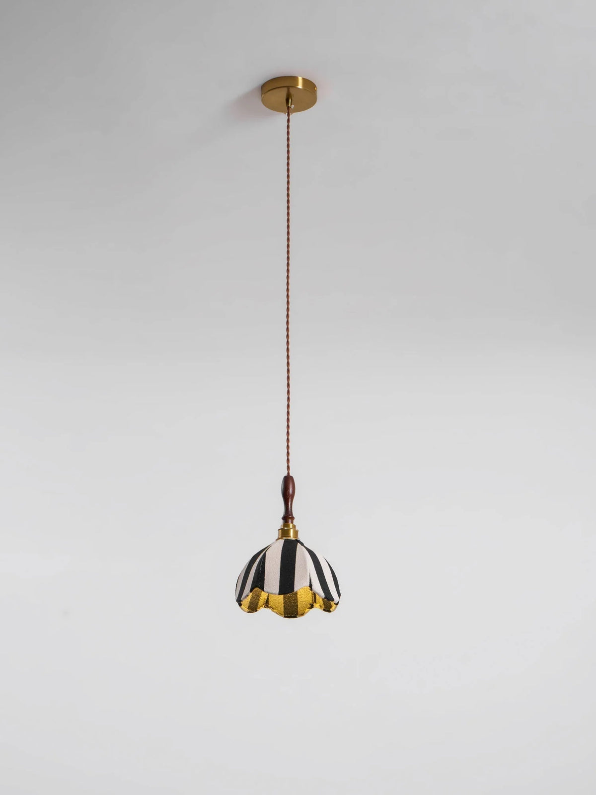 Pendant Light | Marble-Stripe Fabric & Metal | Adjustable Cable