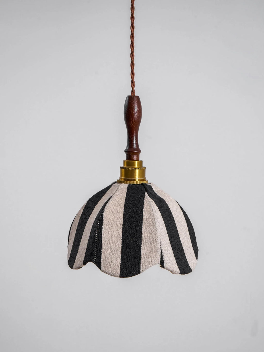 Pendant Light | Marble-Stripe Fabric & Metal | Adjustable Cable