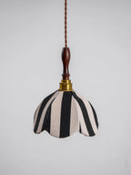 Pendant Light | Marble-Stripe Fabric & Metal | Adjustable Cable