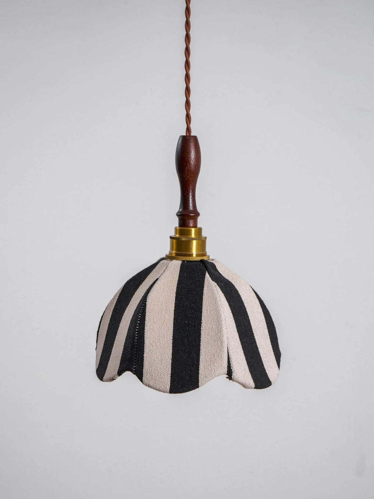 Pendant Light | Marble-Stripe Fabric & Metal | Adjustable Cable
