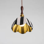 Pendant Light | Marble-Stripe Fabric & Metal | Adjustable Cable